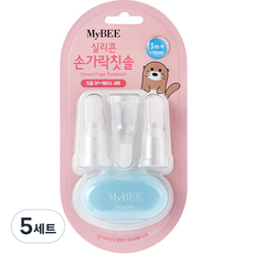 MyBEE 矽膠指套牙刷 3入+收納盒組, 5組, 混色