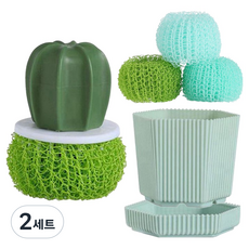 Maison de Aya 仙人掌手柄廚房菜瓜布組 深綠色, 2套