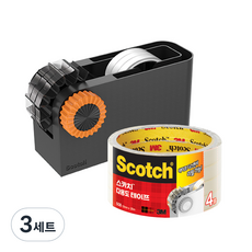 3M Scotch 多用途膠帶補充包 12mm x 20m 508 4入 + 膠台組, 黑色 + 橘色, 3套