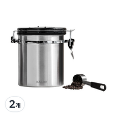 KALDIN 單向透氣閥儲豆罐+咖啡量匙組, 儲豆罐 正品 1.4L+咖啡量匙, 2組