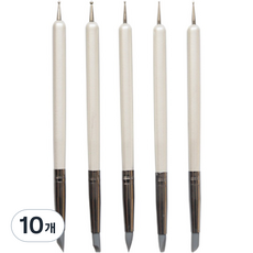 Dasababa塑膠柄工藝矽膠+壓花雙面筆 5種組 白色, 10個, 5種