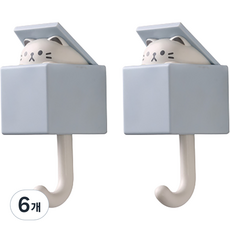 퀸즈네스트 동물 벽 후크 고양이, 블루, 6개