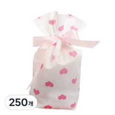 Maket Gamseong 束口袋包裝袋, 粉紅愛心, 250個