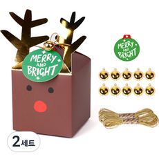 인디케이 크리스마스 루돌프 반짝 상자 10p + 골드방울 10p + 장식텍 10p + 샌드골드금사 10y 세트, 혼합색상, 2세트