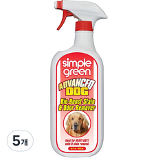 심플그린 강아지 고급 바이오 부스트 얼룩 냄새 제거제, 946ml, 5개
