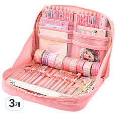 타이탄 케이스 대용량 필통, 핑크, 3개