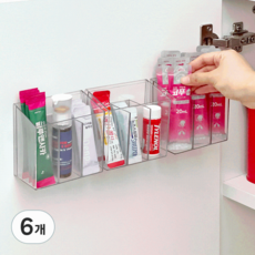 DEMIMOOD 懸浮式免鑽孔黏貼式壓克力藥品收納盒 筒型, 6個, 透明