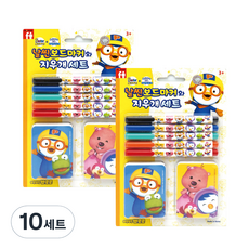 뽀로로 날씬 보드마커와 지우개세트, 혼합색상, 10세트