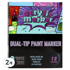 동아피엠에스 듀얼팁 아크릴 마카펜, 2개, 12색