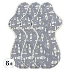 WIZLLY 媽媽製作的棉衛生棉 迷彩灰 特大夜用, 夜用以上, 1入, 6個