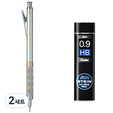 Pentel 飛龍文具 Graph Gear 1000 自動鉛筆 PG1019 + Ain STEIN 自動鉛筆芯 HB 套組, 0.9mm, 2套