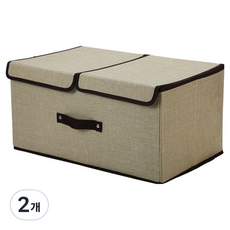 부직포 수납상자 옷정리함, 브라운, 2개