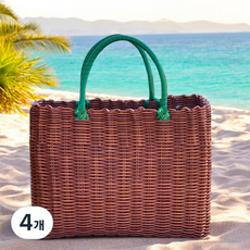 피플피 리탄 감성 피크닉 소풍 바스켓 바구니, 그린, 4개