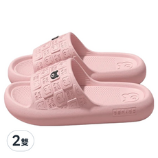 寵物星樂園 踩屎感厚底防滑小熊拖鞋/家居浴室防水止滑拖鞋/EVA軟底防臭室內拖鞋/防滑外穿涼拖鞋 38, 粉色, 2雙