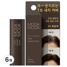 모다모다 프로 체인지 헤어 새치 커버 스틱 3.5g, 흑갈색, 6개