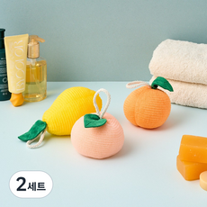 모던하우스 프루티 샤워 퍼프 세트, 2세트, 3개입, 오렌지, 핑크, 레몬