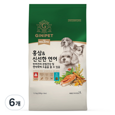 정관장지니펫 강아지 더홀리스틱 홍삼 앤 신선한 연어 기능성 사료, 뼈/관절강화, 1.2kg, 6개