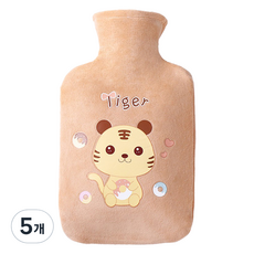 라이프팝 캐릭터 극세사 보냉 보온 물주머니 브라운타이거 1000ml, 5개