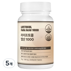 라이프토콜 엽산 1000, 250정, 5개