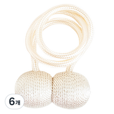 민스리빙 자석 커튼 타이백 볼 3 x 45 cm, 크림화이트, 6개 크림화이트, 6개