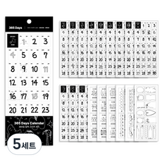워너디스 365일 일력 스티커 18p 세트, 삐뚤빼뚤, 5세트