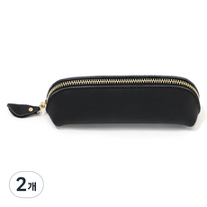 특별한상점 모던 심플 가죽필통 펜파우치, 블랙, 2개