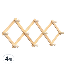 Lala工房 原木伸縮式衣架 中型, 原木色, 4個