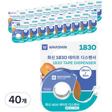 WHASHIN 1830膠帶分配器膠帶 18mm*30m, 40個, 透明