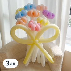 이프 요술풍선 꽃묶음 세트, 15 파스텔 무지개 데이지, 3세트