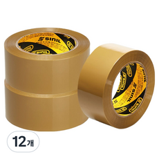 Sinil Tape 封箱膠帶 厚度 57mic x 寬度 48mm x 長度 80m, 黃色, 12個