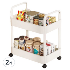 Lala工房 移動式層架 2層推車, 白色, 2個