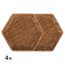 마켓피오 주방 육각형 모조 등나무 다용도 바구니, 타입 2, 4개