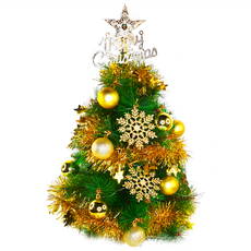 摩達客 歐式高級松針葉聖誕樹 + 配件組 不含燈 台灣製, 聖誕樹 綠色 + 巴黎流金系配件