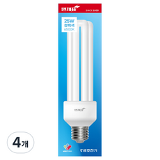 번개표 안정기 내장형 램프 25W T4 3U PAI E26, 청백색, 4개