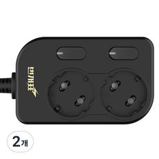 KUMHO Beongaepyo 節能型 New獨立開關 2孔延長線, 黑色, 1.5m, 2個