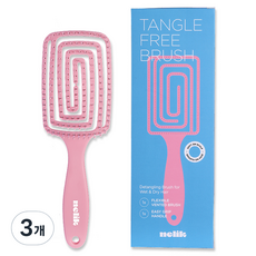 nelik 專業防糾結髮根豐盈梳, 3個, 粉紅色