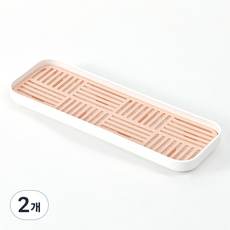 건조 식기 수납 물빠짐 받침대, 핑크, 2개, 1단