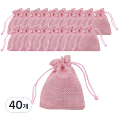彩色麻布材質包裝袋 大, 粉紅色, 40個