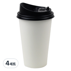 Inp 白色素面紙杯 473ml 50入 + 長型開關杯蓋 50入 套組, 4套