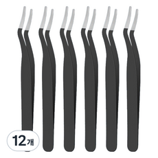 BAUMIRU 假睫毛鑷子 開放式尖頭, 12個, 黑色