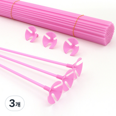 마켓감성 마카롱 풍선 홀더 핸드 스틱 42cm 100p, 분홍, 3개
