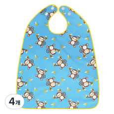 Derhappy 成人防水猴子香蕉圖案鈕扣型圍兜, 天藍色, 4個
