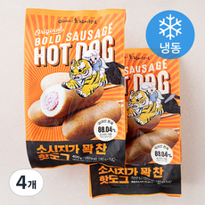 오프라이스 호랑이형님 소시지가 꽉 찬 핫도그 (냉동), 80g, 5개입, 4개