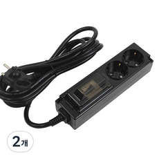 원스탑 고용량 과부하 배선차단용 멀티탭 2구 TJM-BS216, 블랙, 2개, 5m