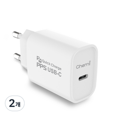 케미 25W PD 1포트 초고속 충전기 HEA-PD25WS, 화이트, 2개