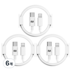 구스페리 C타입-라이트닝 8핀 아이폰 고속충전 케이블, 1m, 화이트, 6개