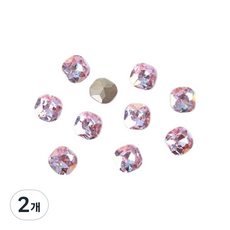 Beauty Flow 極光粉紅光澤美甲方鑽 V形切割水鑽飾品 10 x 10mm 10p, 2個, A4 圓角方形