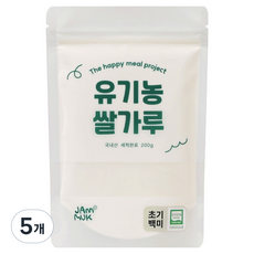 잼먹 유기농 백미 이유식 쌀가루 초기, 200g, 5개