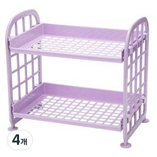 알포유 데스크탑 2단 접이식 수납랙, 4개, 7번 퍼플