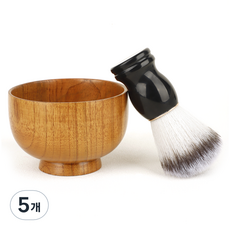 Greenual 男士理髮店刮鬍碗 + 刮鬍刷組 木炭黑, 5個, 刮鬍碗 + 刮鬍刷
